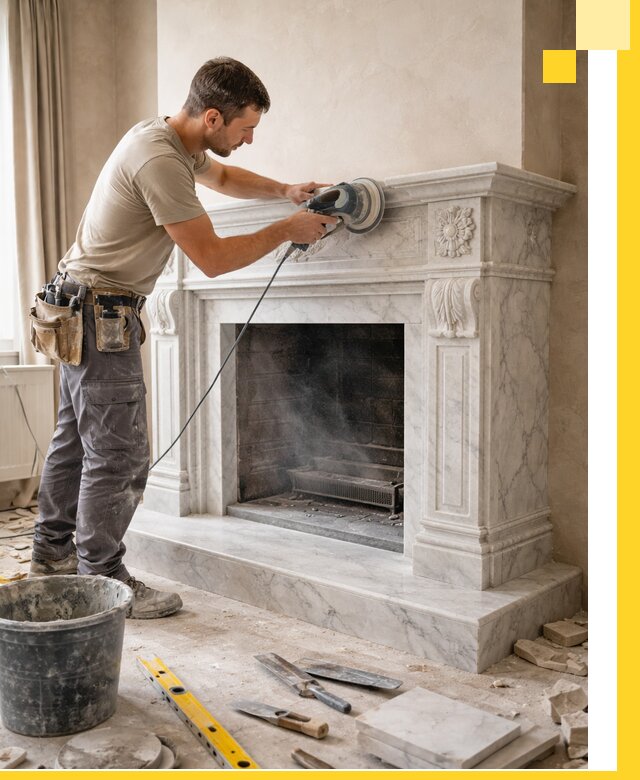 Изготовление и установка мраморных каминов в Долгопрудном под ключ