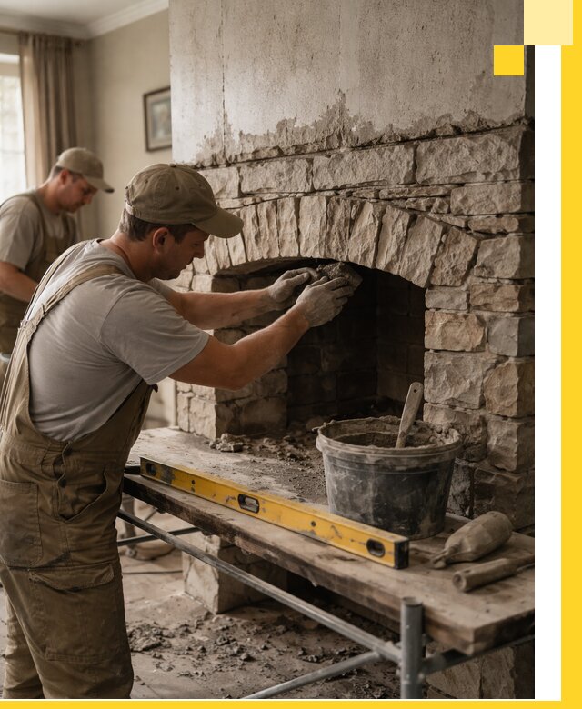 Изготовление каминов под ключ в Долгопрудном, монтаж и отделка