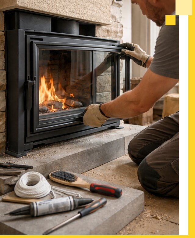 Производство, монтаж и доставка каминов со стеклом в Долгопрудном