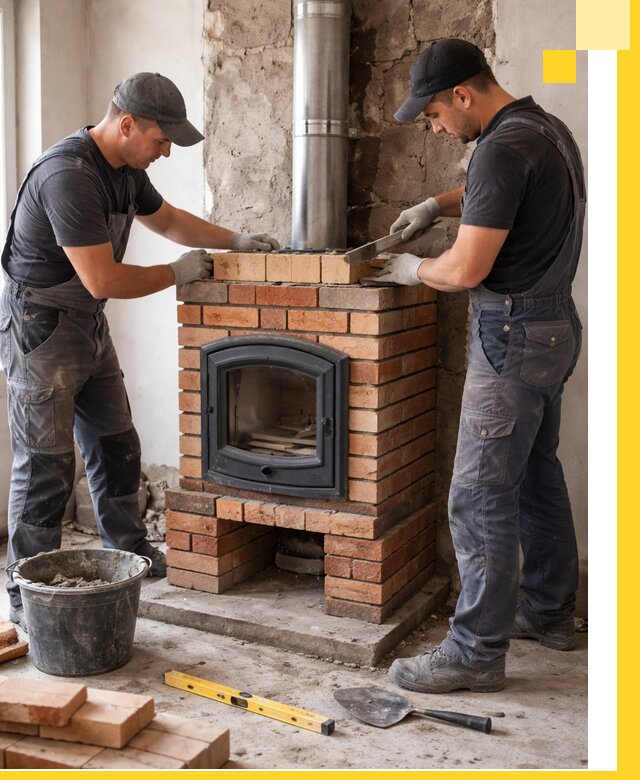 Монтаж печи камина под ключ в Долгопрудном с гарантией и пусконаладкой