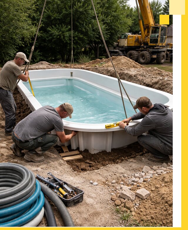 Установка и монтаж композитных бассейнов под ключ в Долгопрудном