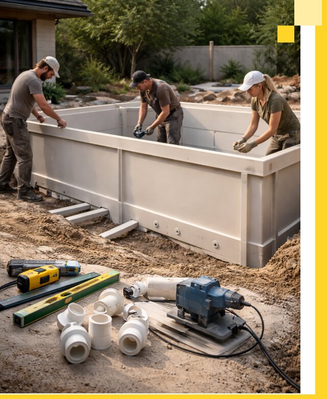 Установка полипропиленовых бассейнов под ключ в Долгопрудном