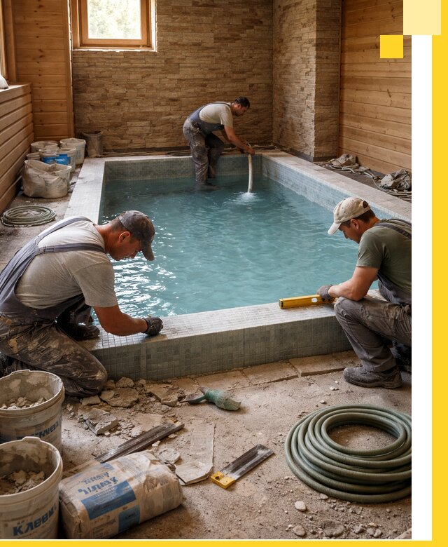 Проектирование и строительство бассейнов для бани в Долгопрудном