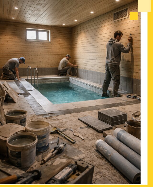 Строительство бани с бассейном и сауной под ключ в Долгопрудном