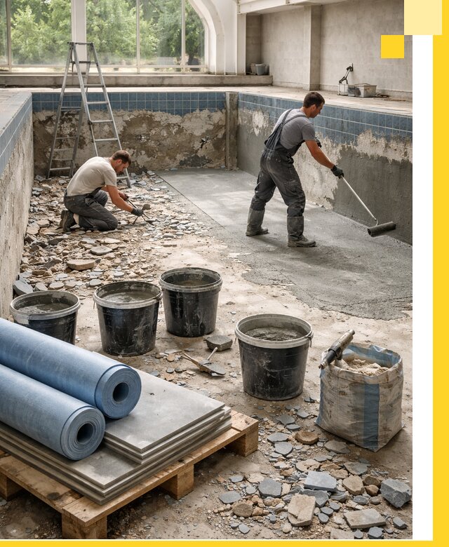 Реконструкция бассейнов в Долгопрудном: ремонт, гидроизоляция