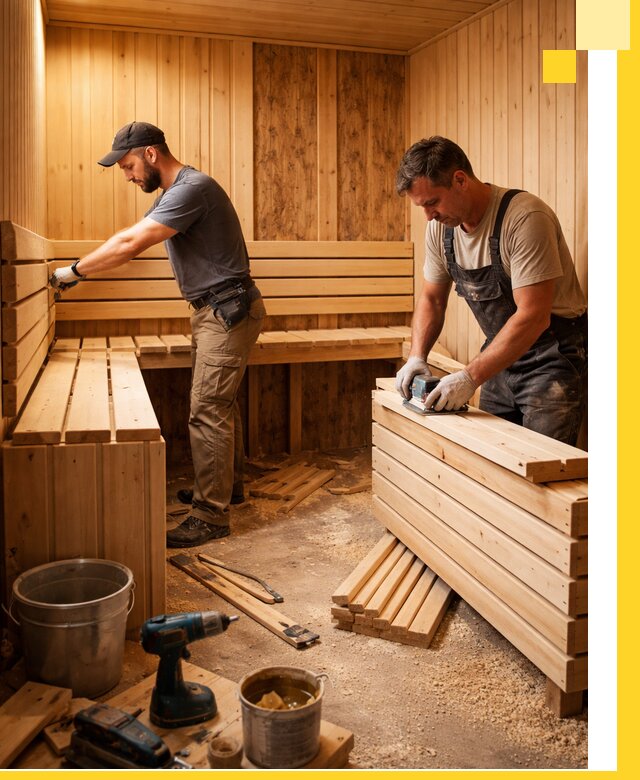 Профессиональный комплексный ремонт саун под ключ в Долгопрудном