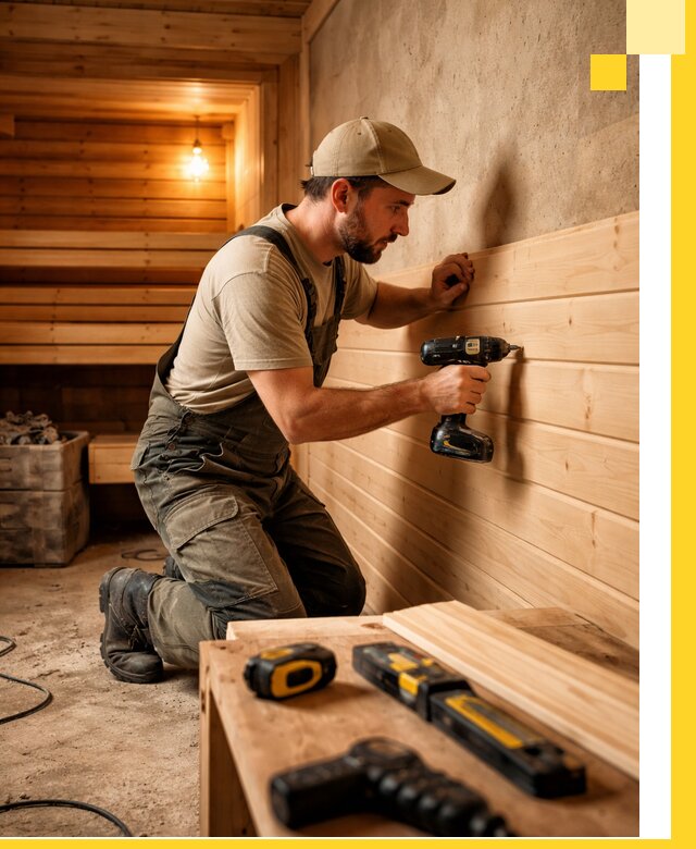 Профессиональная внутренняя отделка бани в Долгопрудном под ключ