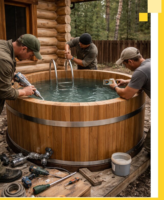 Строительство бань с купелью под ключ и отделкой в Долгопрудном