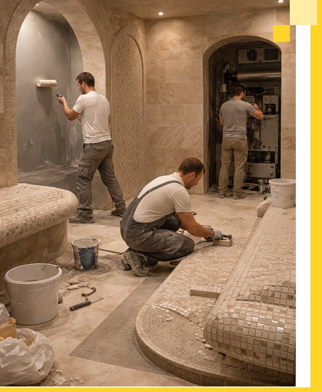 Строительство бани с хамамом и бассейном под ключ в Долгопрудном