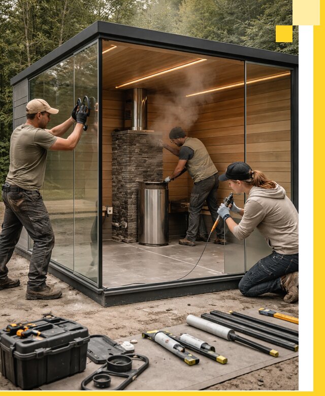 Проектирование и строительство стеклянных бань в Долгопрудном