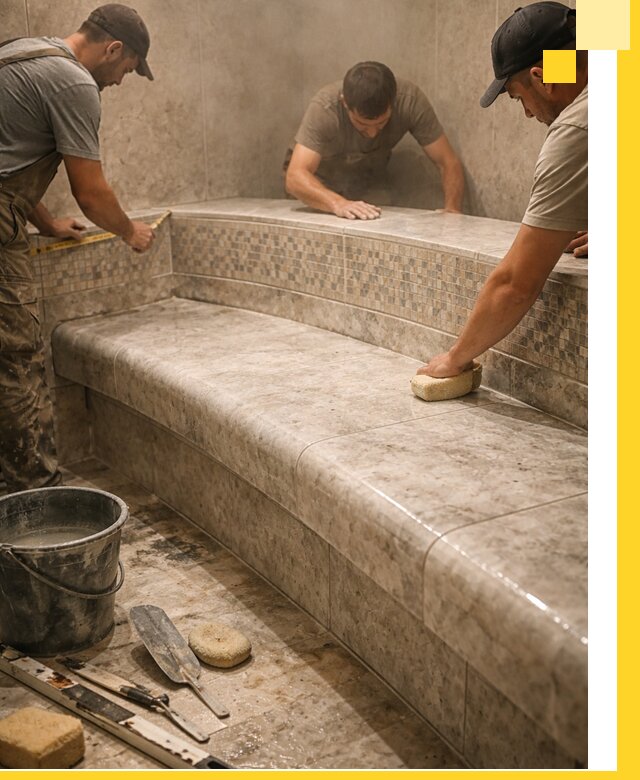 Изготовление и установка сидений для хамама в Долгопрудном